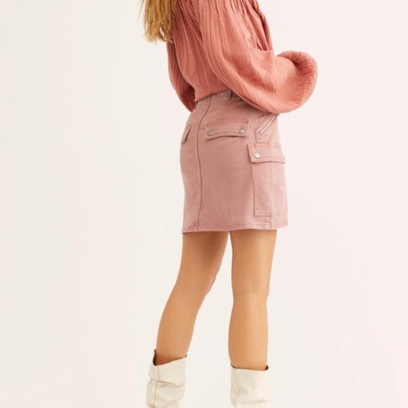 Free People Dusty Lilac Avenue Denim Mini Skirt 29 - Picture 2 of 13